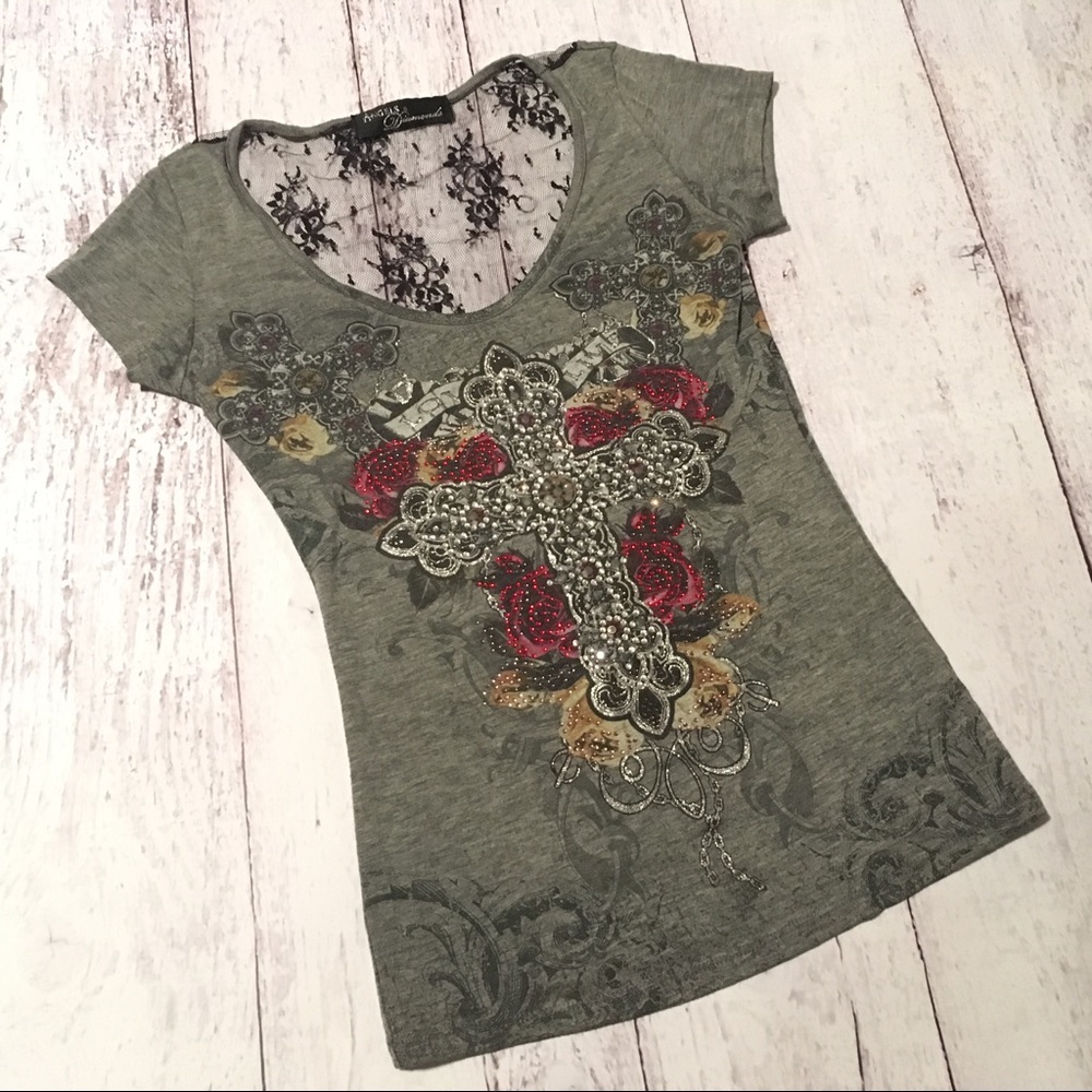 Angels and Diamonds Graphic Tee Shirt Small Top